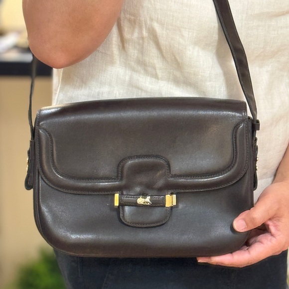 S O L D‼️Vintage Celine Box Brown Leather Shoulder Bag with